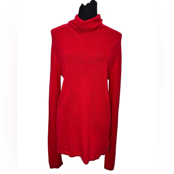 Calvin Klein Long Sleeve Wool Blend Top Red - Picture 2 of 12